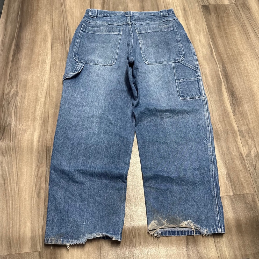 Old Navy Jeans Co Mens 36x30 Blue Carpenter Pants Wide Leg Distressed Utility
